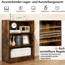 3-stöckiges Bücherregal offenes Ablageregal moderner Schrank 50 x 30 x 75 cm Braun