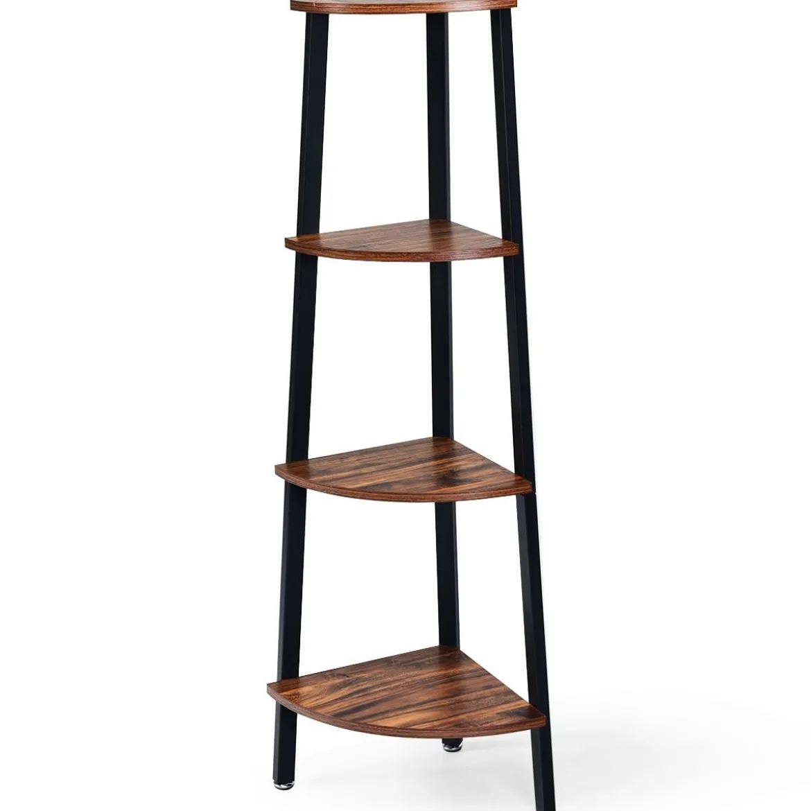 4-Stöckiges Eckregal Dekorationsregal für Home 35 x 35 x 125 cm Braun + Schwarz