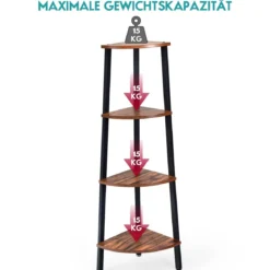 4-Stöckiges Eckregal Dekorationsregal für Home 35 x 35 x 125 cm Braun + Schwarz