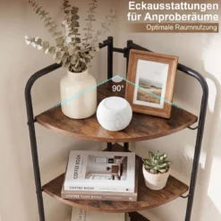 5 Stöckiges Eckregal mit Metallrahmen Klappbares Bücherregal Industrie Standregal Leiterregal