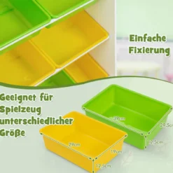 4-stöckiges Kinderregal mit 8 Aufbewahrungsboxen & 2 Offenen Regalen Spielzeugregal