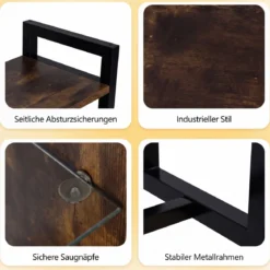 6-stöckiges schwebende Wandregal Hängeregal mit 8 S-Haken & Seitentasche 107 x 24 x 96 cm (Ohne Licht)