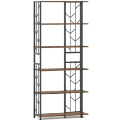 6 Stöckiges Standregal mit Metallrahmen Geometrisches Bücherregal Displayregal 80 x 31 x 180 cm