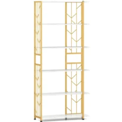 6 Stöckiges Standregal mit Metallrahmen Geometrisches Bücherregal Displayregal 80 x 31 x 180 cm