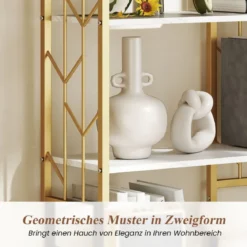 6 Stöckiges Standregal mit Metallrahmen Geometrisches Bücherregal Displayregal 80 x 31 x 180 cm