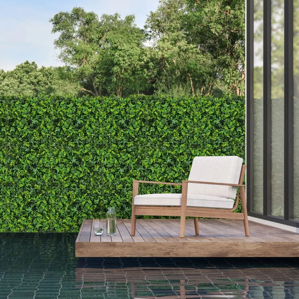 12 Stück Künstliche Hecke Pflanzenwand 50,5 x 50,5 cm UV-geschützt Gemischte Blätter