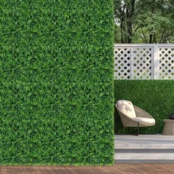 12 Stück Künstliche Hecke Pflanzenwand 50 x 50 cm Paneele mit Buchsbaum-Blättern Grün