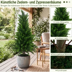 2 Stück Künstliche Zedernbäume 90 cm Kunstpflanze im Topf Realistische Dekopflanze mit PE-Stamm