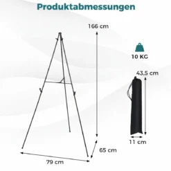 6 Stück Leichte Staffelei 166 cm Faltbare Leinwand Ständer mit Dreibein & Tragetaschen Metall