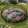 10 Stück Metall Steckzaun Dekorativer Gartenzaun aus Metall Rostfrei 56 x 44 cm Schwarz