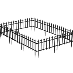10 Stück Metall Steckzaun Dekorativer Gartenzaun aus Metall Rostfrei 56 x 44 cm Schwarz