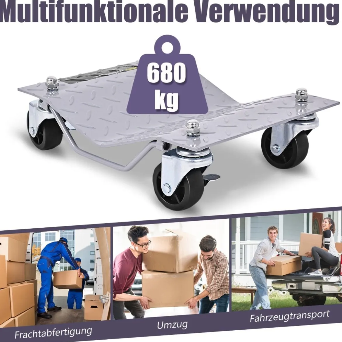 4 Stück Rangierhilfe 680 kg pro Plattform Max. Reifenbreite 30 cm Rad Rangierroller Rangierheber