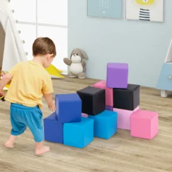 12 Stück Schaumstoff Bausteine Softbausteine Kletterbare Weiche Schaumstoffwürfel Hell Lila