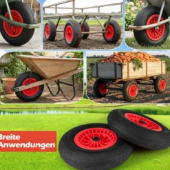 2 Stück 4.80/4.00-8 Schubkarrenreifen und Räder 40 cm Gummiräder mit 2 cm Lagern Schwarz