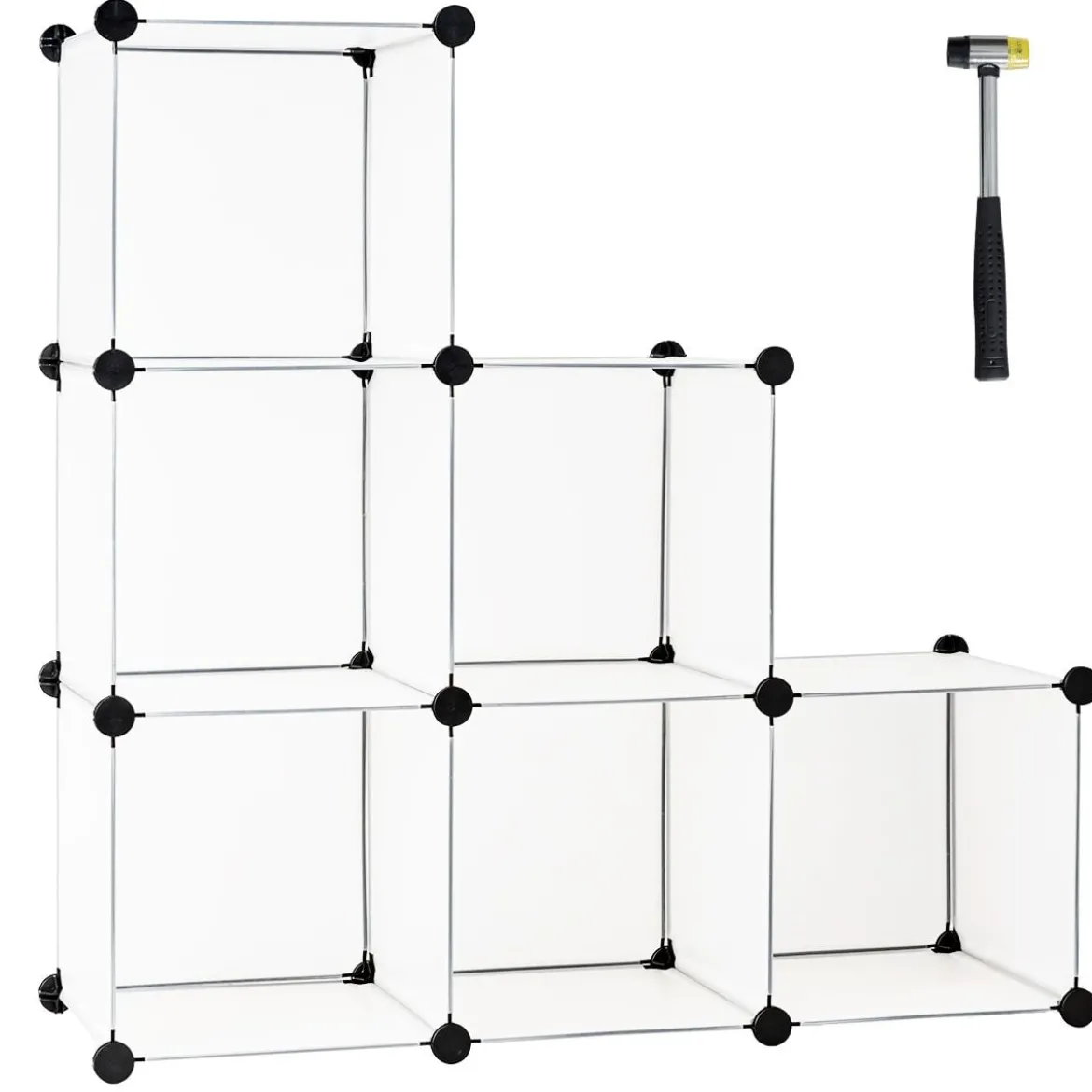 Steckregal aus 6 Würfel DIY Würfelregal stapelbar aus Kunststoff Regalsystem Stufenregal Weiß