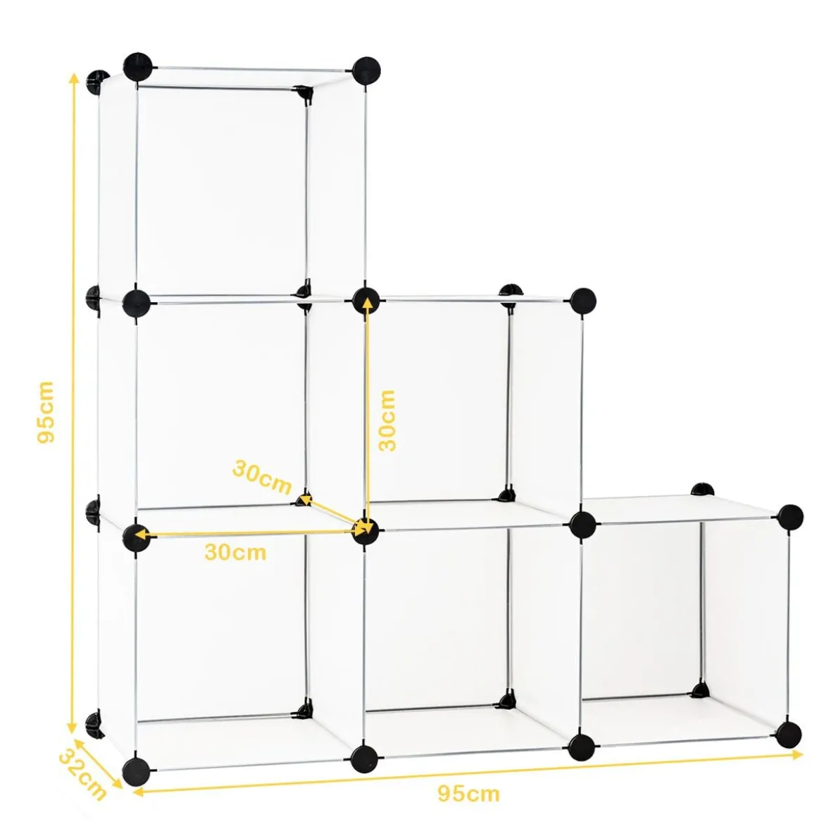 Steckregal aus 6 Würfel DIY Würfelregal stapelbar aus Kunststoff Regalsystem Stufenregal Weiß