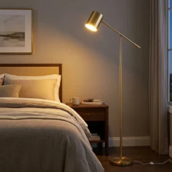 Stehlampe 175 cm Leselampe mit Verstellbarem Kopf & Arm Wohnzimmerlampe mit E27 Fassung Golden