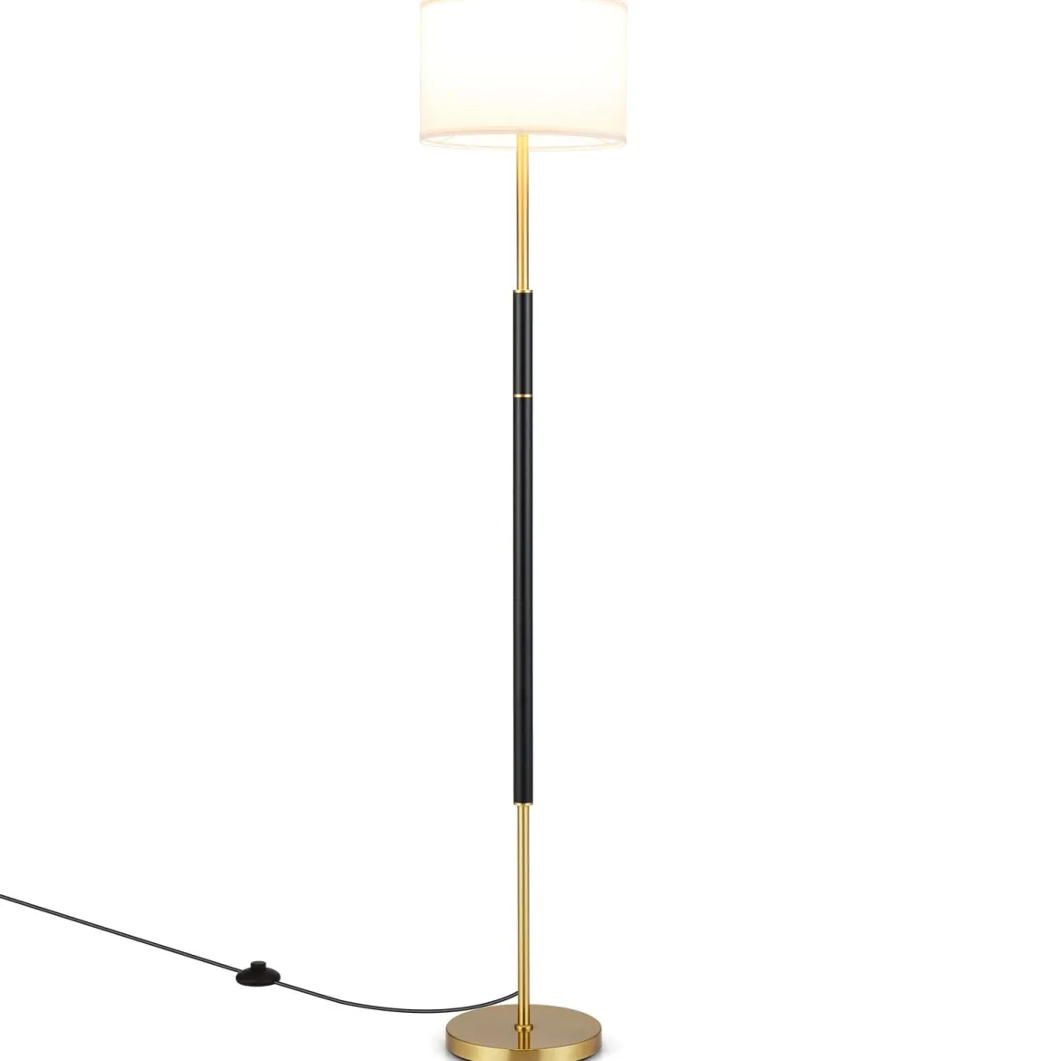 Stehlampe 165 cm Stehleuchte mit Leinen-Lampenschirm E27 Fassung & Fußschalter
