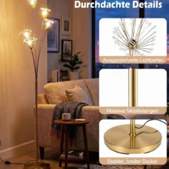 Stehlampe in Löwenzahnform Moderne Standleuchte Dekorative Stehleuchte mit Metallrahmen 28 x 180 cm