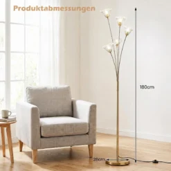 Stehlampe in Löwenzahnform Moderne Standleuchte Dekorative Stehleuchte mit Metallrahmen 28 x 180 cm