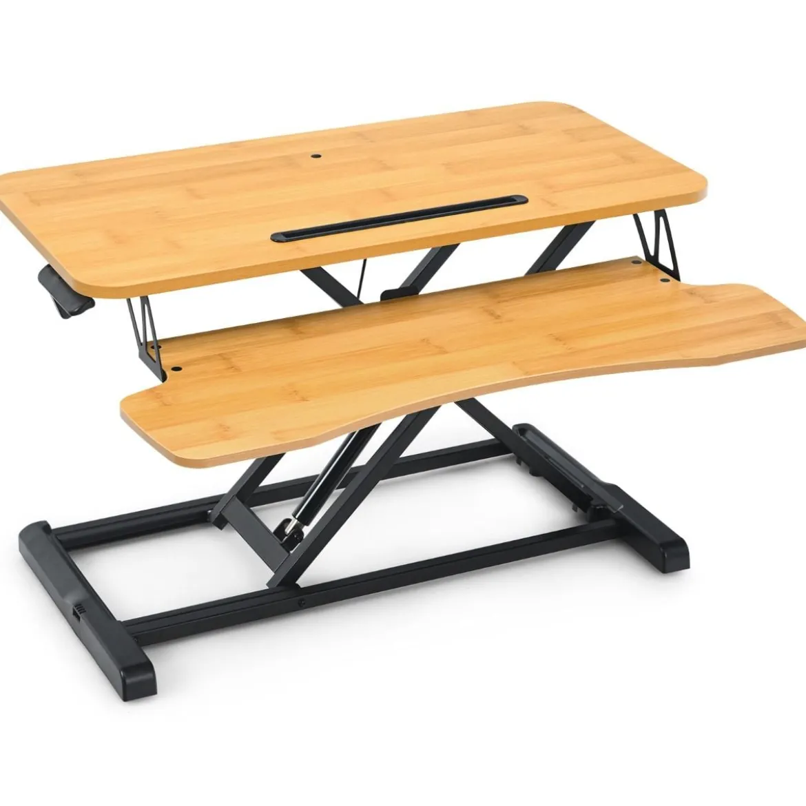 Stehpult Höhenverstellbarer Stehpultständer mit Tastaturablage 80 x 64 x 11-50,5 cm Natur + Schwarz