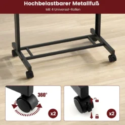 Stehpult höhenverstellbar Steh-Sitz Schreibtisch mit Rollen mobiler Stehschreibtisch Schwarz
