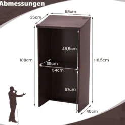 Stehpult Rednerpult mit Ablagefläche und Kabeldurchführungen Stehtisch Braun
