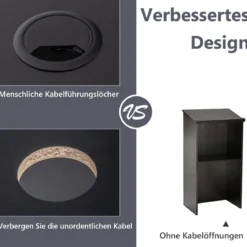 Stehpult Rednerpult mit Ablagefläche und Kabeldurchführungen Schwarz 58 x 40 x 116,5 cm