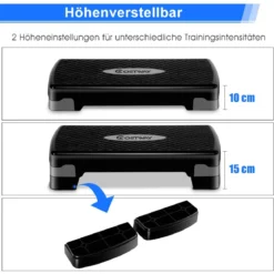 Steppbrett Aerobic Stepper höhenverstellbar Step Bench mit 2 Stufen (10/15 cm) bis 200kg belastbar