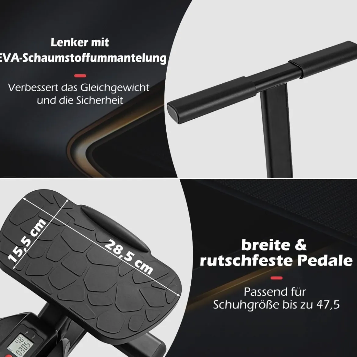 Stepper für Training Twist Stair Stepper Trainingsgerät mit höhenverstellbarem Griff & Rutschfesten Pedalen Schwarz