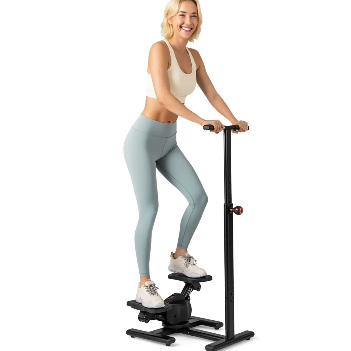 Stepper für Training Twist Stair Stepper Trainingsgerät mit höhenverstellbarem Griff & Rutschfesten Pedalen Schwarz