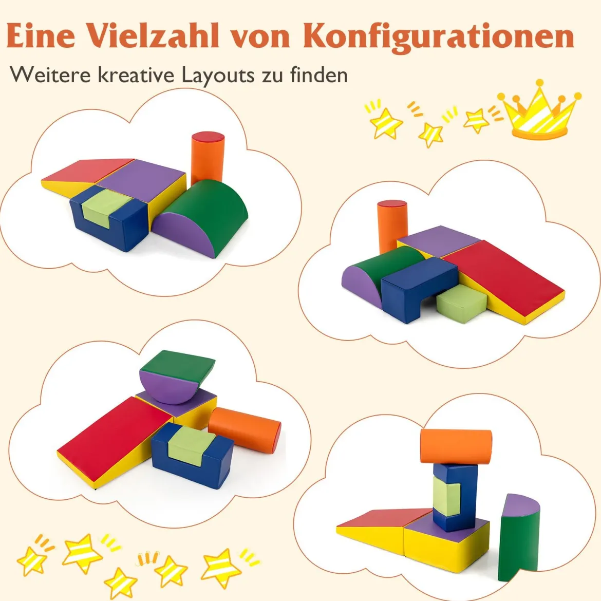 6 STK. Schaumstoffbausteine Riesenbausteine zum Toben und Klettern Softbausteine aus Schaumstoff