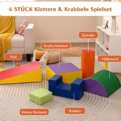 6 STK. Schaumstoffbausteine Riesenbausteine zum Toben und Klettern Softbausteine aus Schaumstoff