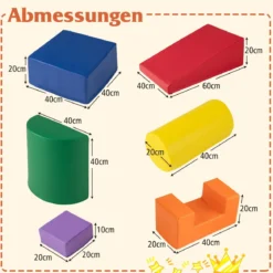 6 STK. Schaumstoffbausteine Riesenbausteine zum Toben und Klettern Softbausteine aus Schaumstoff