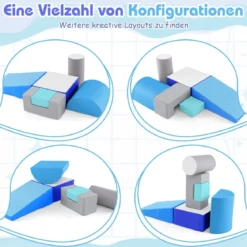 6 STK. Schaumstoffbausteine Riesenbausteine zum Toben und Klettern Softbausteine aus Schaumstoff