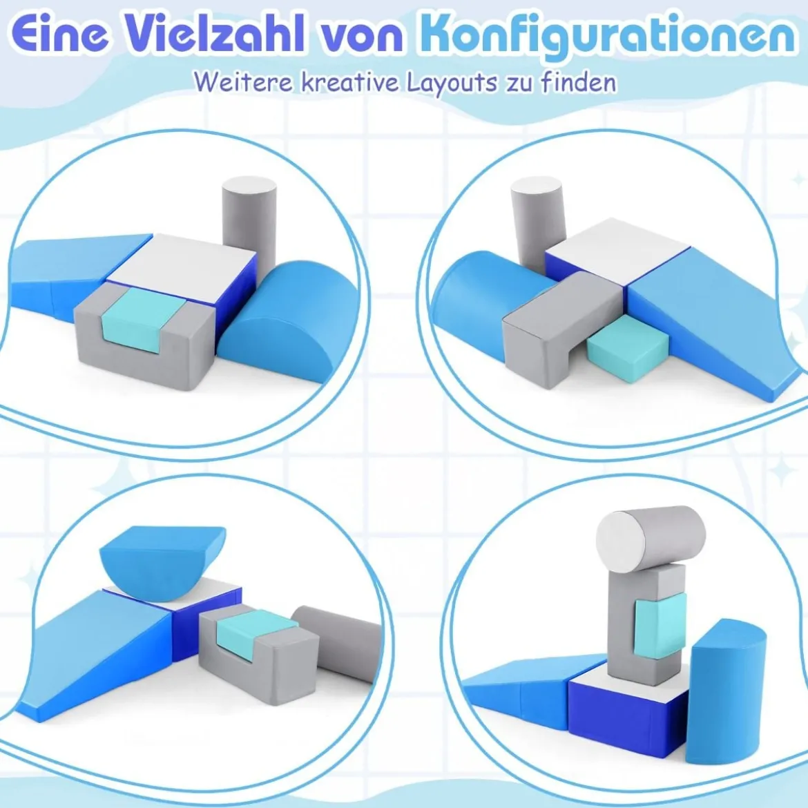 6 STK. Schaumstoffbausteine Riesenbausteine zum Toben und Klettern Softbausteine aus Schaumstoff