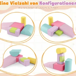 6 STK. Schaumstoffbausteine Riesenbausteine zum Toben und Klettern Softbausteine aus Schaumstoff