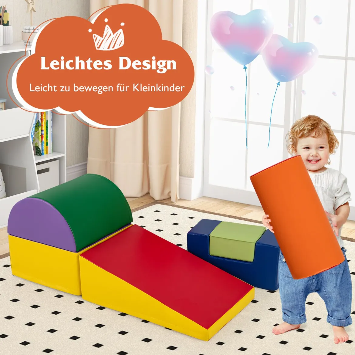 6 STK. Schaumstoffbausteine Riesenbausteine zum Toben und Klettern Softbausteine aus Schaumstoff