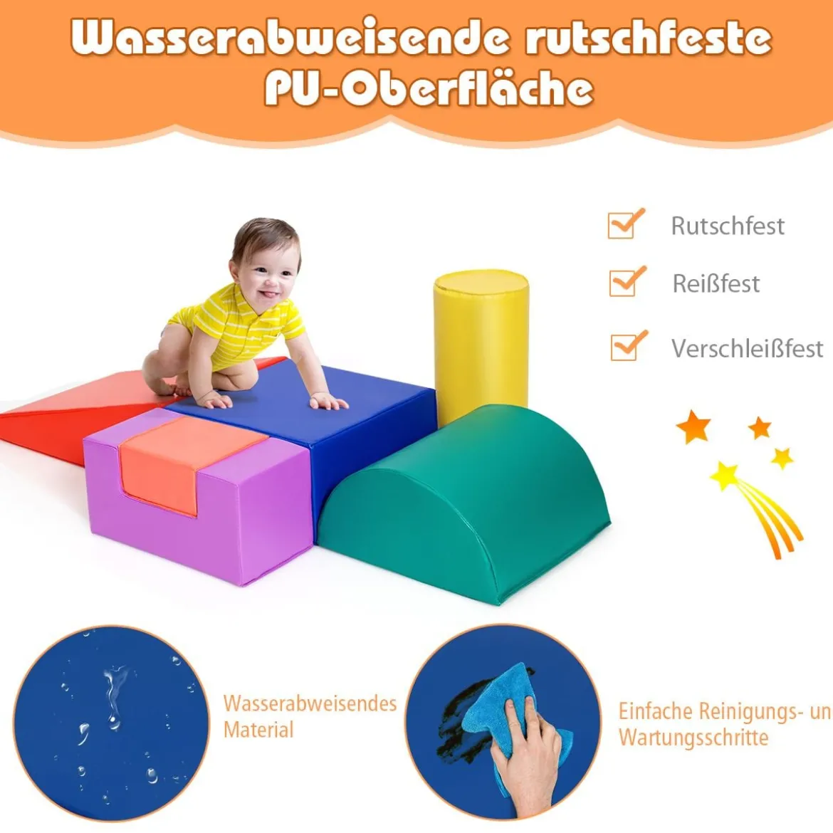 6 STK. Schaumstoffbausteine Riesenbausteine zum Toben und Klettern Softbausteine aus Schaumstoff