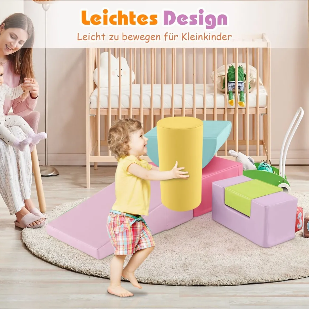 6 STK. Schaumstoffbausteine Riesenbausteine zum Toben und Klettern Softbausteine aus Schaumstoff