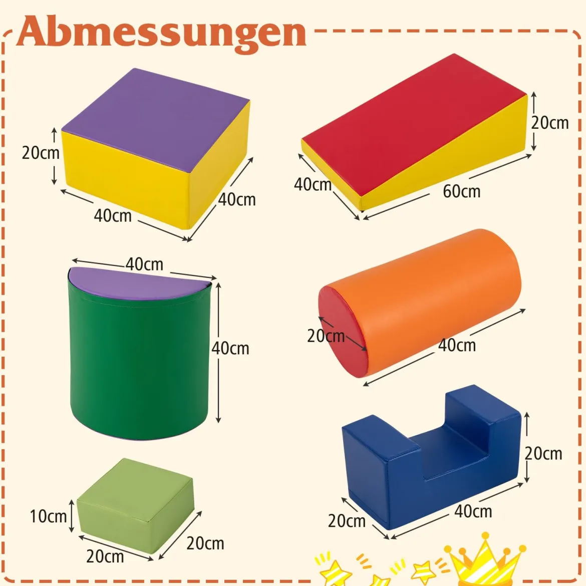 6 STK. Schaumstoffbausteine Riesenbausteine zum Toben und Klettern Softbausteine aus Schaumstoff