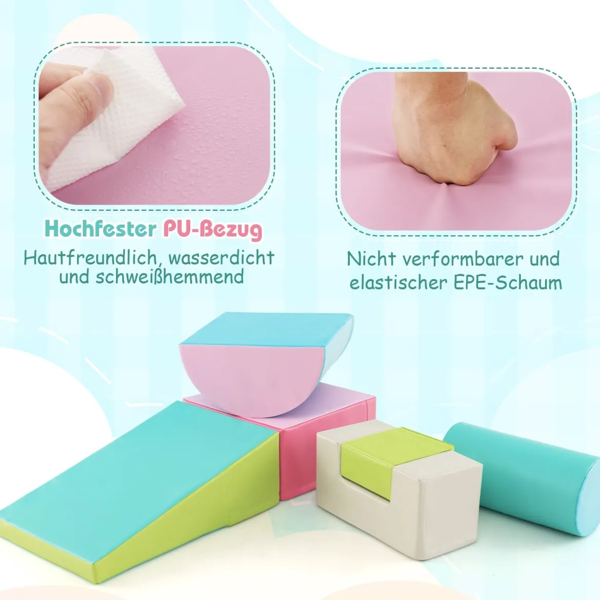 6 STK. Schaumstoffbausteine Riesenbausteine zum Toben und Klettern Softbausteine aus Schaumstoff