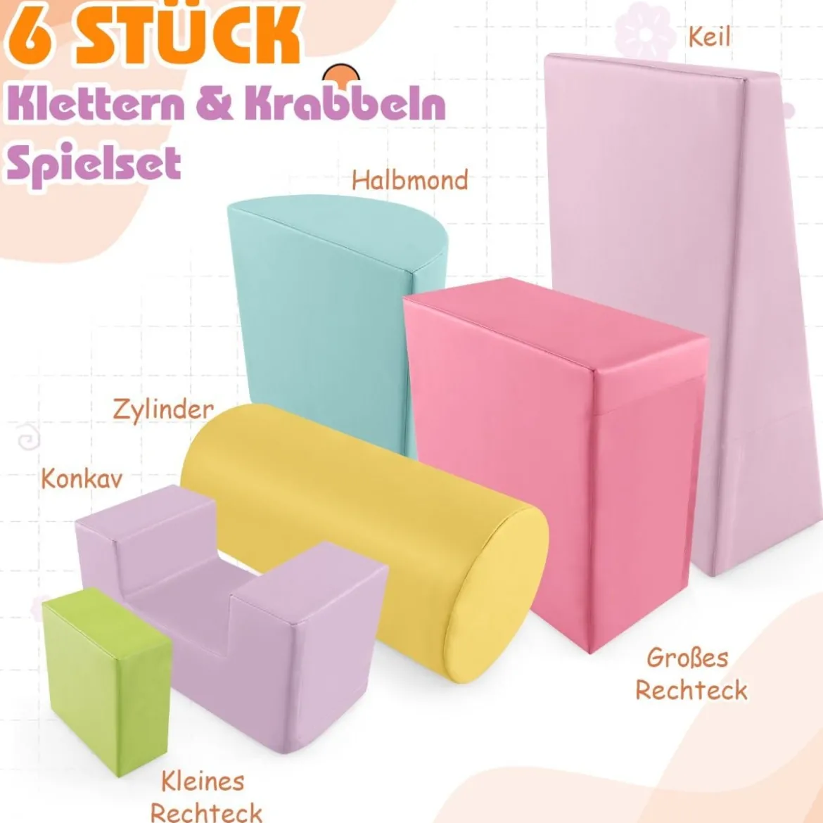 6 STK. Schaumstoffbausteine Riesenbausteine zum Toben und Klettern Softbausteine aus Schaumstoff