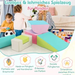 6 STK. Schaumstoffbausteine Riesenbausteine zum Toben und Klettern Softbausteine aus Schaumstoff
