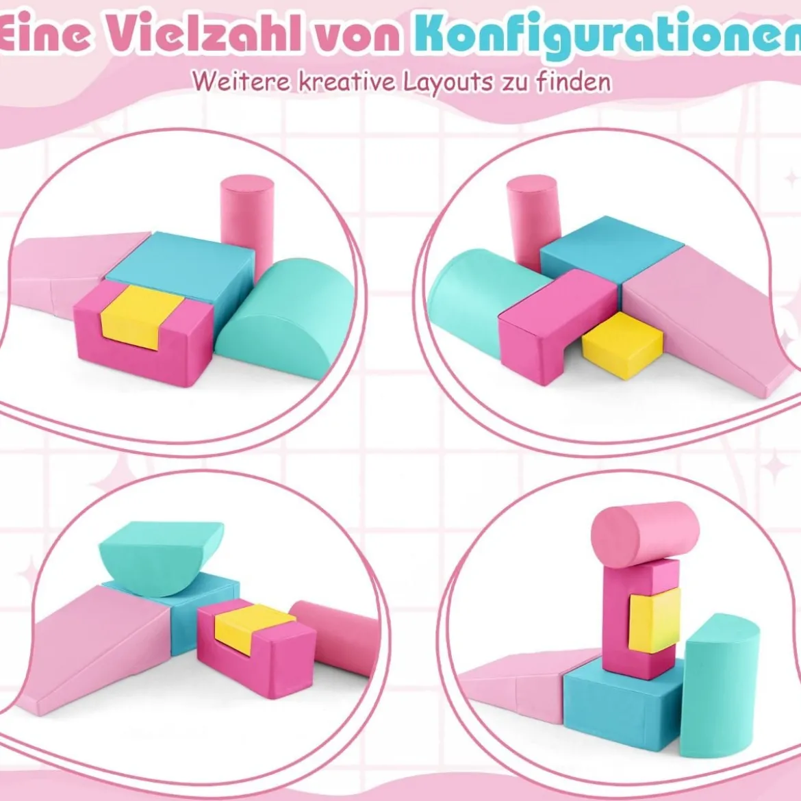 6 STK. Schaumstoffbausteine Riesenbausteine zum Toben und Klettern Softbausteine aus Schaumstoff