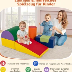 6 STK. Schaumstoffbausteine Riesenbausteine zum Toben und Klettern Softbausteine aus Schaumstoff