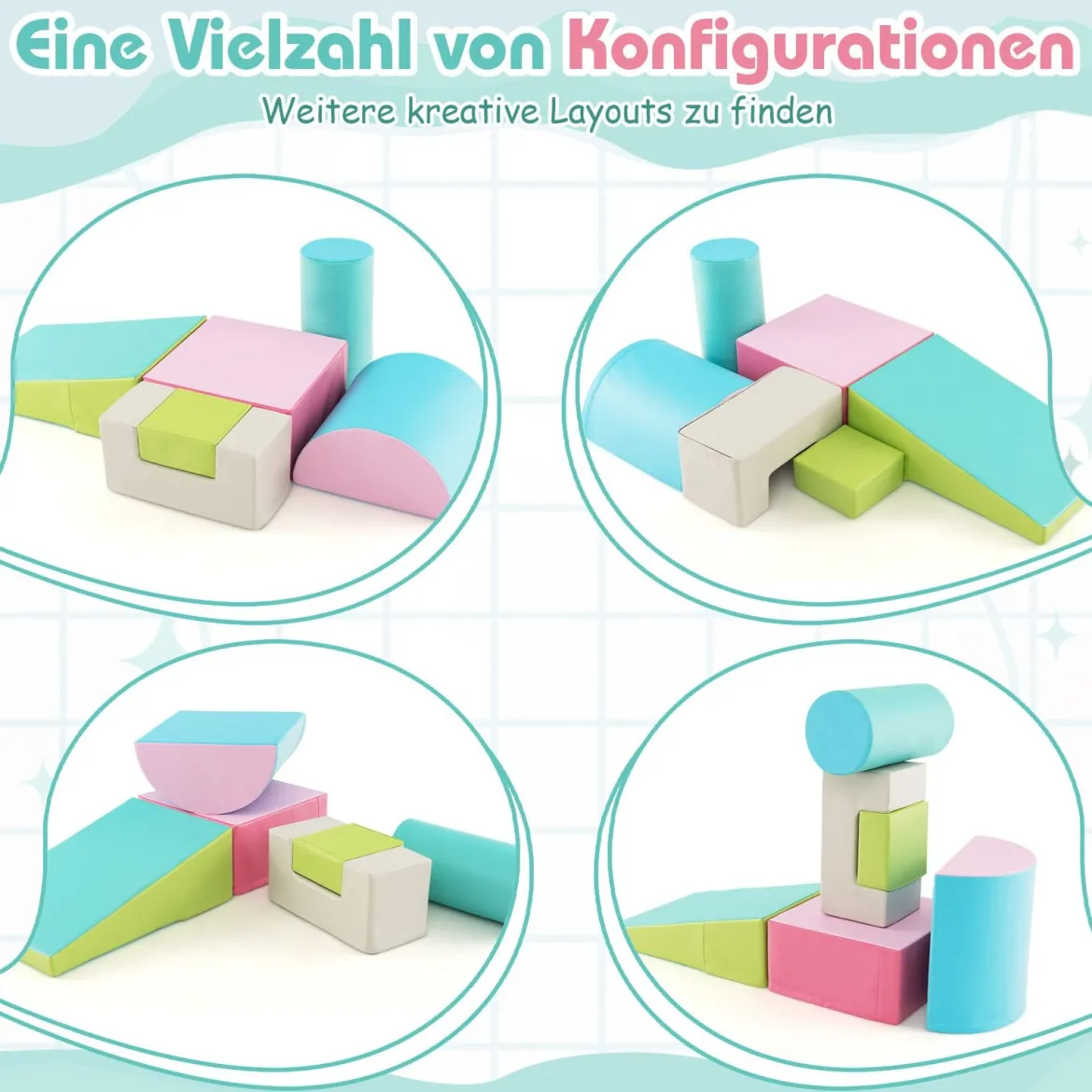 6 STK. Schaumstoffbausteine Riesenbausteine zum Toben und Klettern Softbausteine aus Schaumstoff