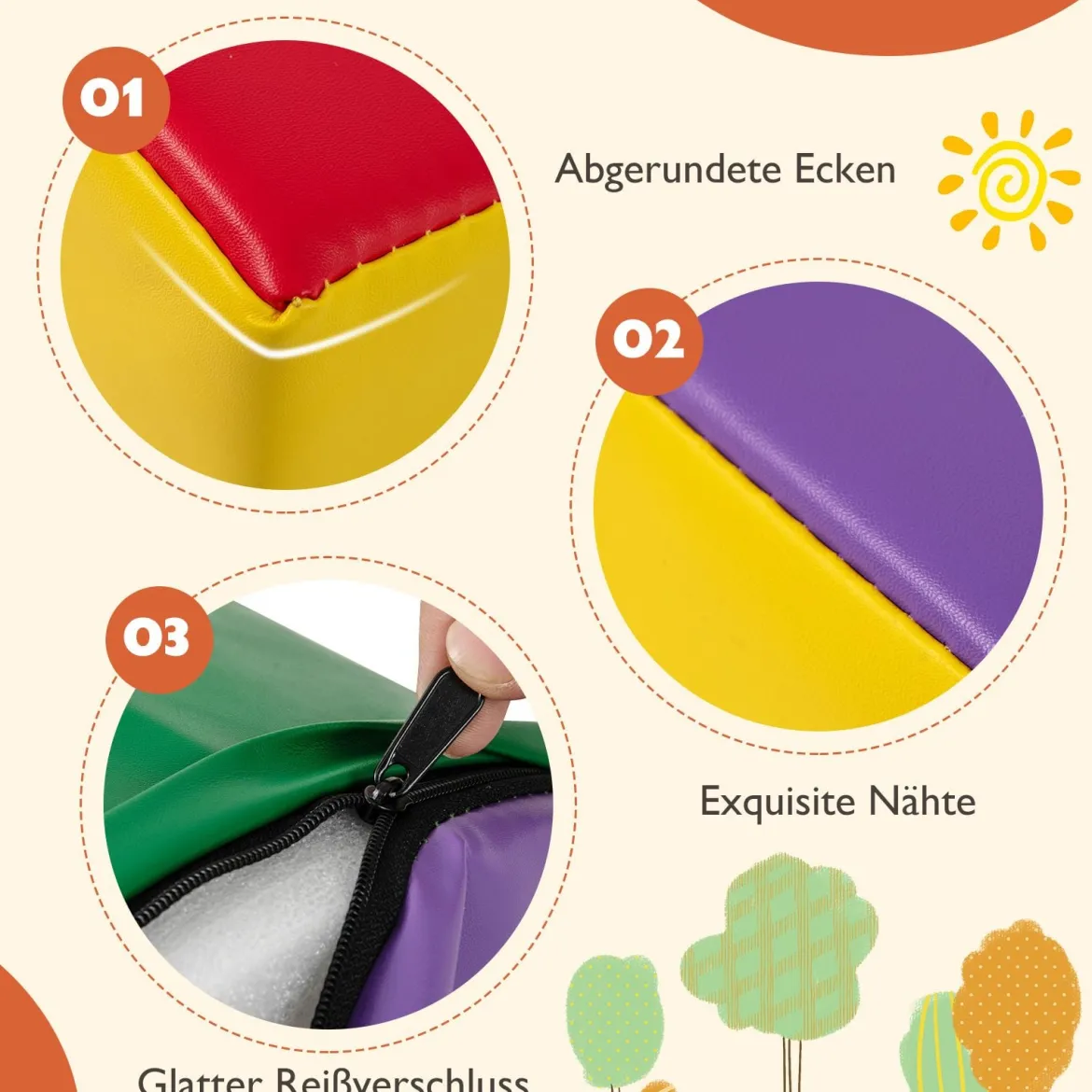 6 STK. Schaumstoffbausteine Riesenbausteine zum Toben und Klettern Softbausteine aus Schaumstoff