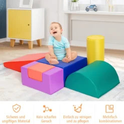 6 STK. Schaumstoffbausteine Riesenbausteine zum Toben und Klettern Softbausteine aus Schaumstoff