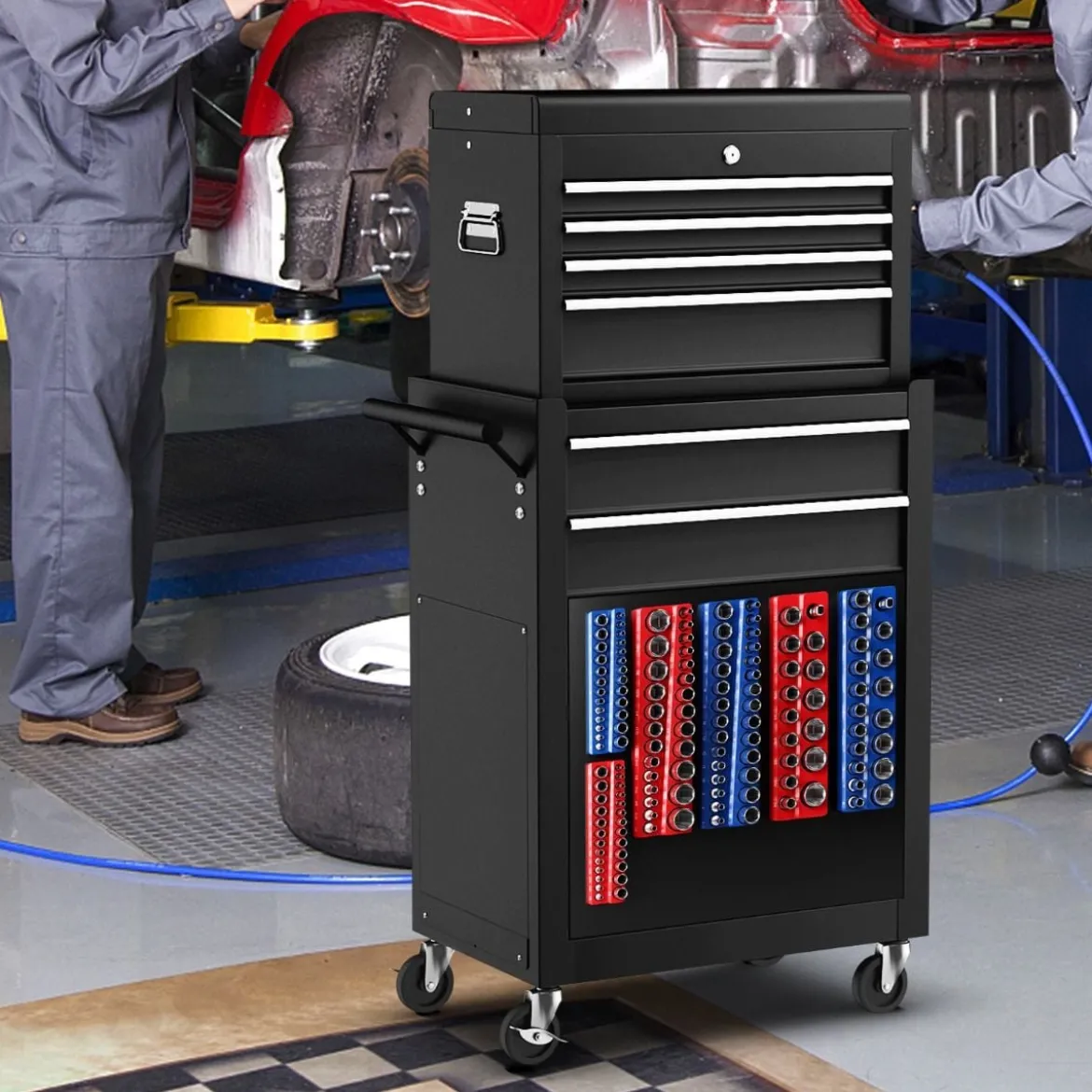 6 Stk. Steckschlüssel Halter magnetisch 1/2-Zoll-, 3/8-Zoll- und 1/4-Zoll Aufsteckschiene für Stecknüsse